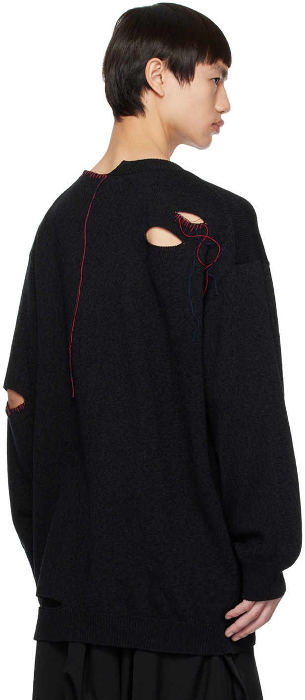 Yohji Yamamoto Black Embroidered Sweater