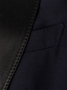 TOM FORD - Sim-Fit Shawl-Collar Satin-Trimmed Wool and Silk-Blend Tuxedo Jacket - Blue