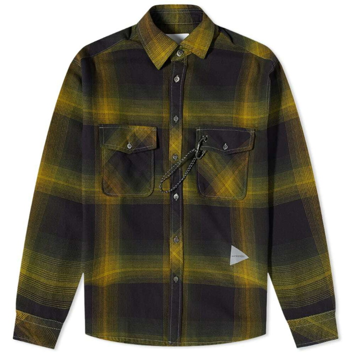 Photo: And Wander Men's Thermonel Check Shirt in Khaki