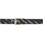 Balenciaga Black Stripe Logo Engraved Buckle Belt