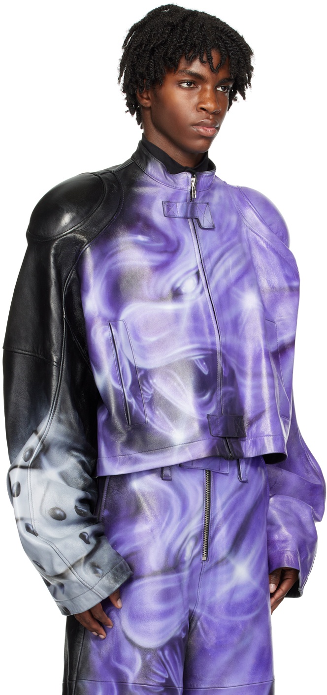 Gerrit Jacob SSENSE Exclusive Purple Leather Jacket