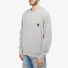 Acne Studios Men's Kiza Alpaca Logo Crew Knit in Light Grey/Brown Melange