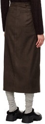 Youth Brown Wrap Faux-Leather Midi Skirt