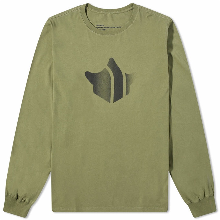 Photo: Maharishi Men's Long Sleeve Pointillist Logo T-Shirt in Olive