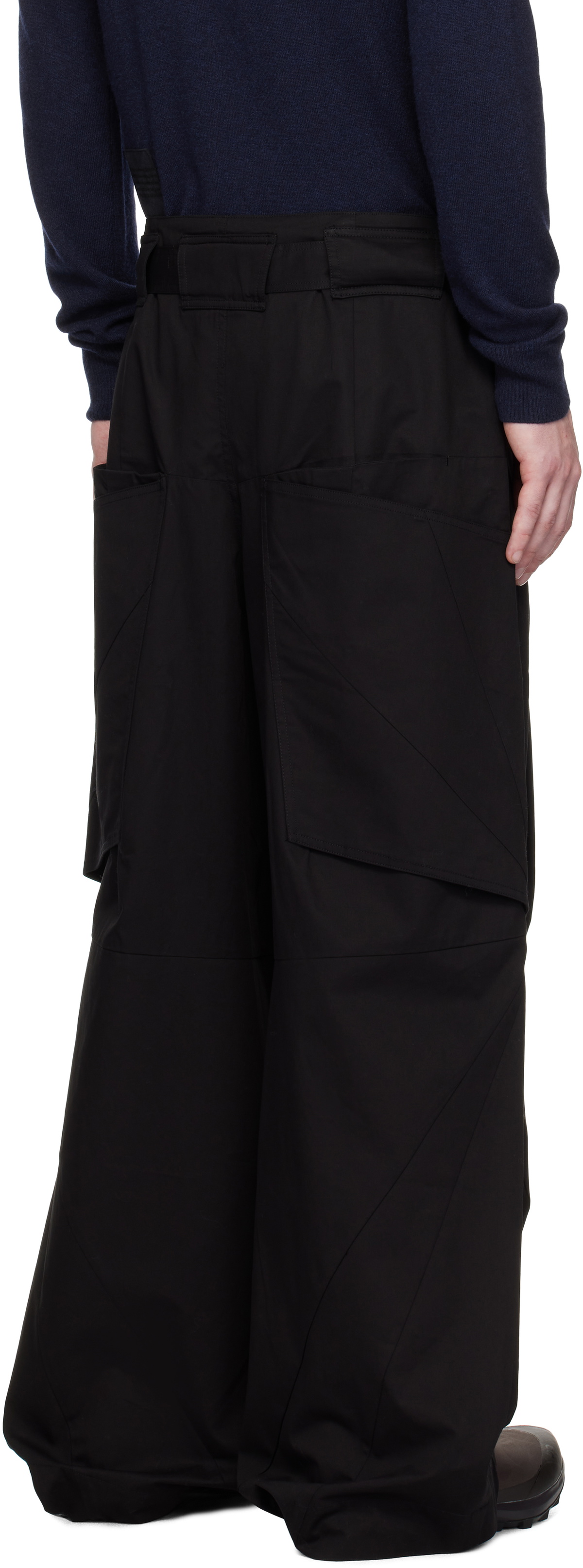 FFFPOSTALSERVICE Black Wide Belted Draped Pocket Trousers