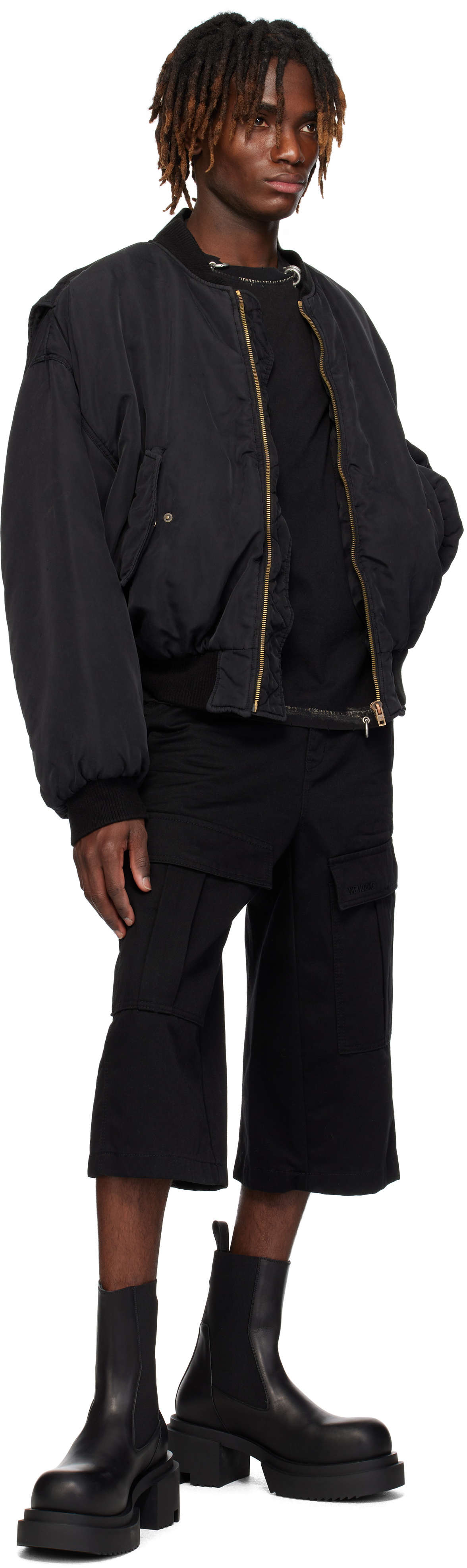 We11done Black Curved Bomber Jacket