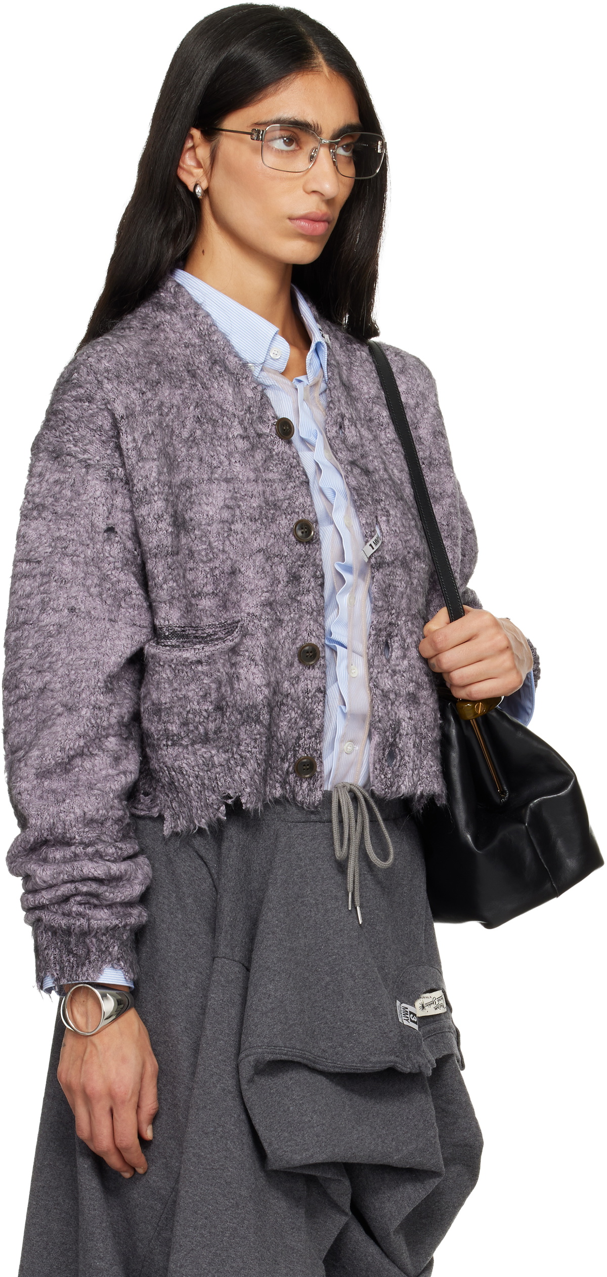 Maison MIHARA YASUHIRO Purple Mohair Knit Cardigan