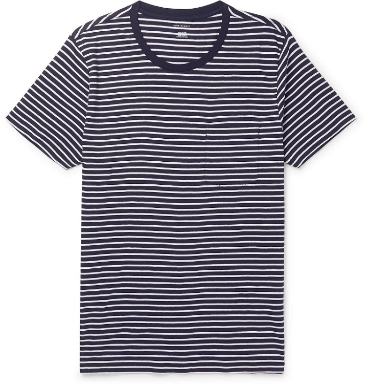 Photo: Club Monaco - Williams Striped Cotton-Jersey T-Shirt - Blue