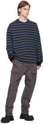 Juun.J Blue Striped Long Sleeve T-Shirt