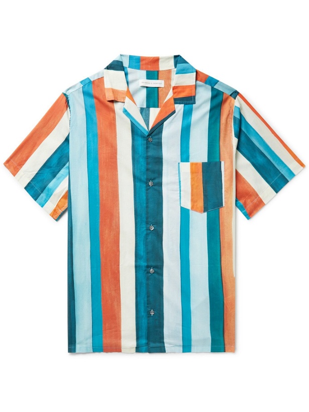 Photo: DESMOND & DEMPSEY - Cuban Camp-Collar Striped Cotton Pyjama Shirt - Multi