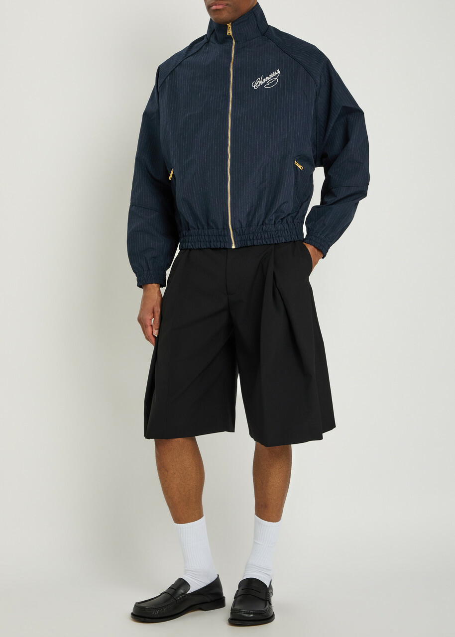 Willy Chavarria Ruff Rider Pinstriped Woven Track Jacket Navy