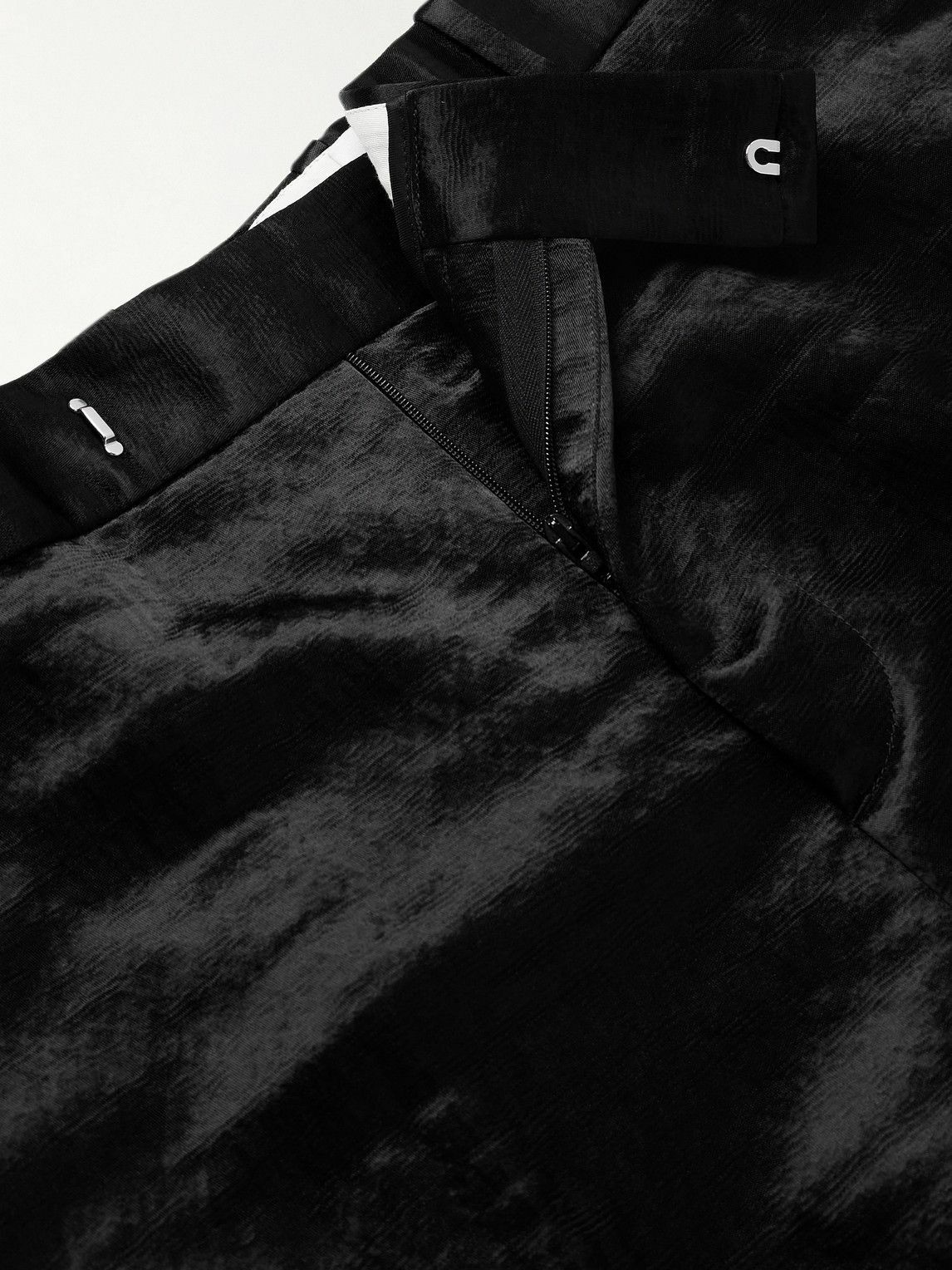McQueen - Slim-Fit Straight-Leg Hammered-Satin Suit Trousers - Black