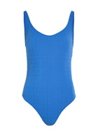 Lisa Marie Fernandez Seersucker Swimsuit Blue