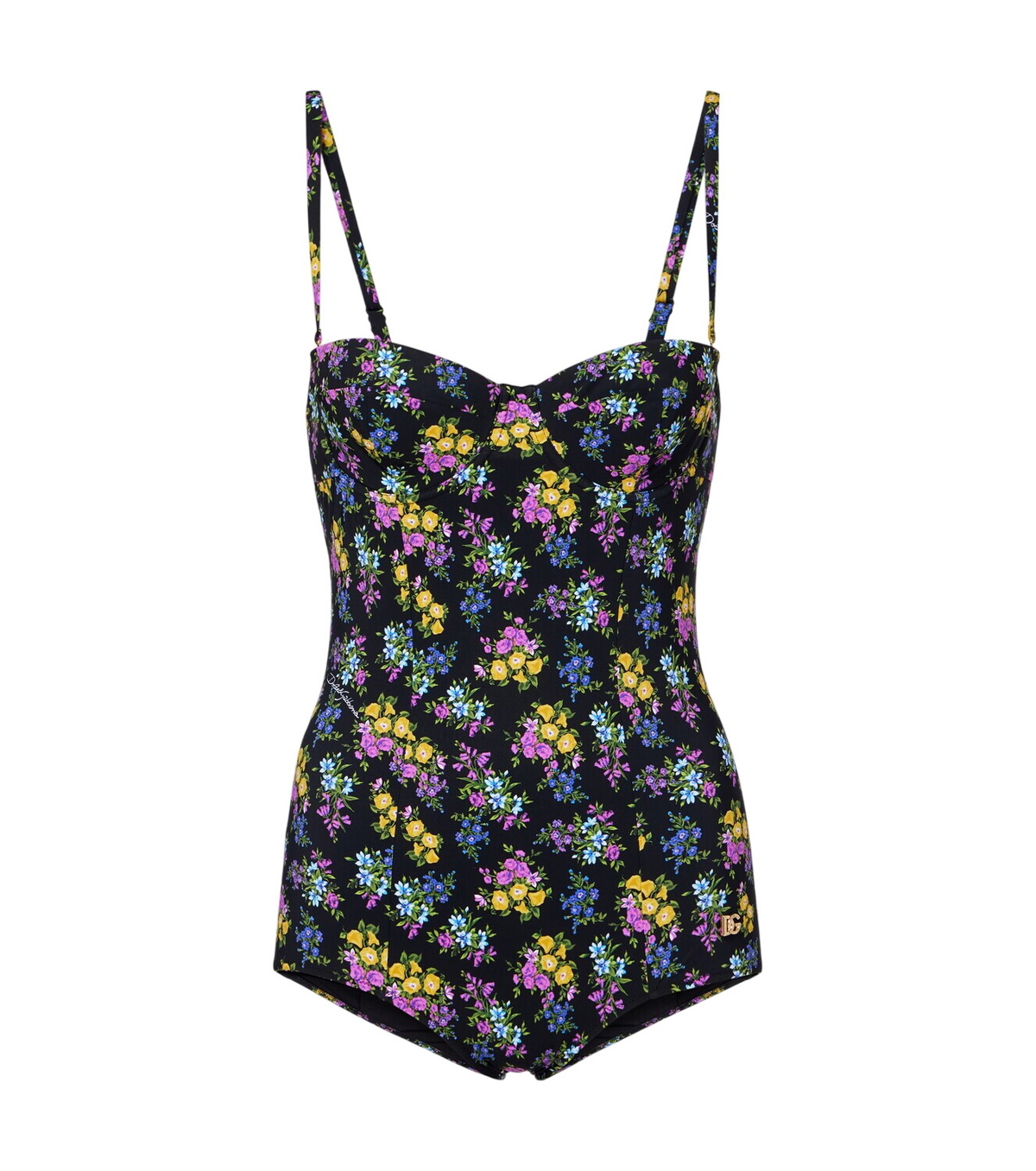 Dolce and Gabbana Red and Green Portofino Balconette One-Piece