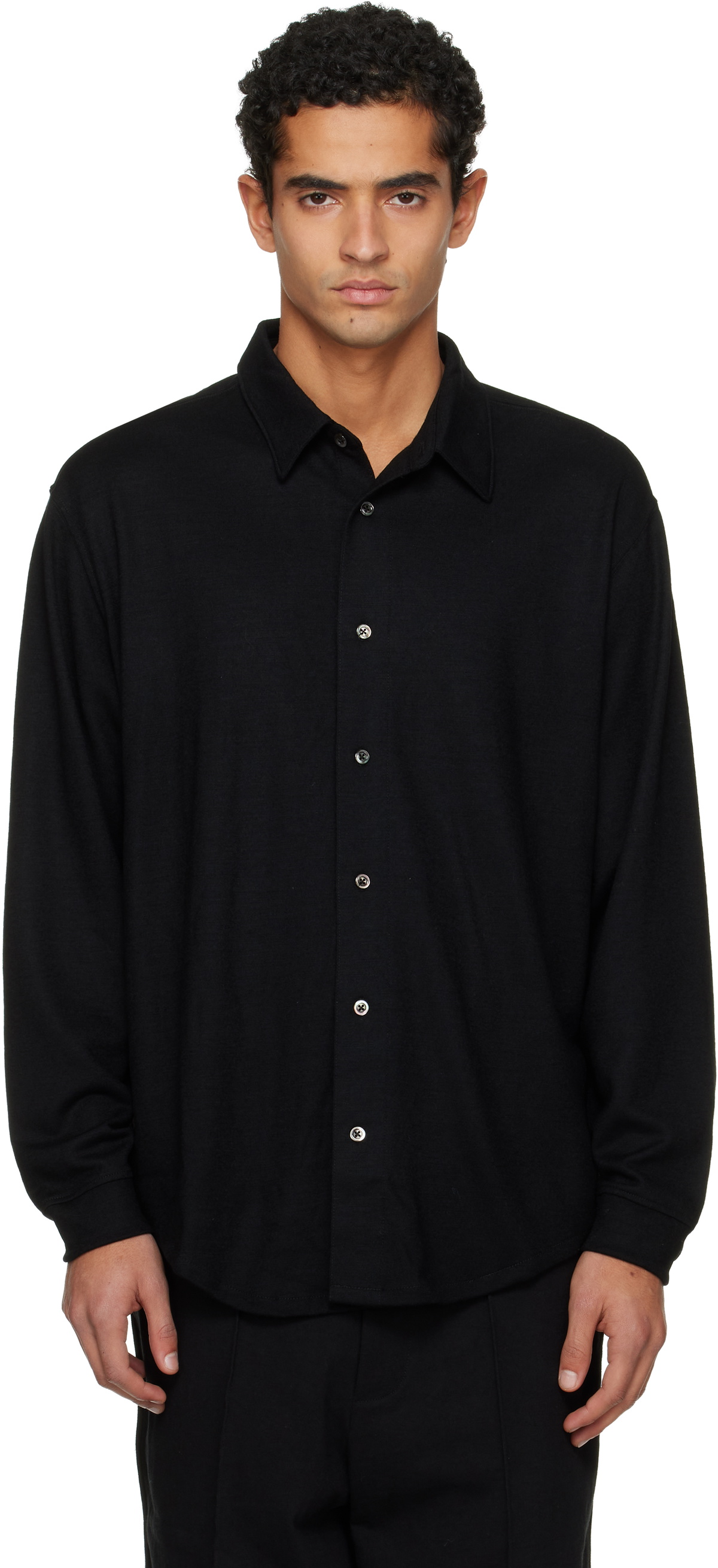 Lady White Co. Black Wool Button Up Shirt