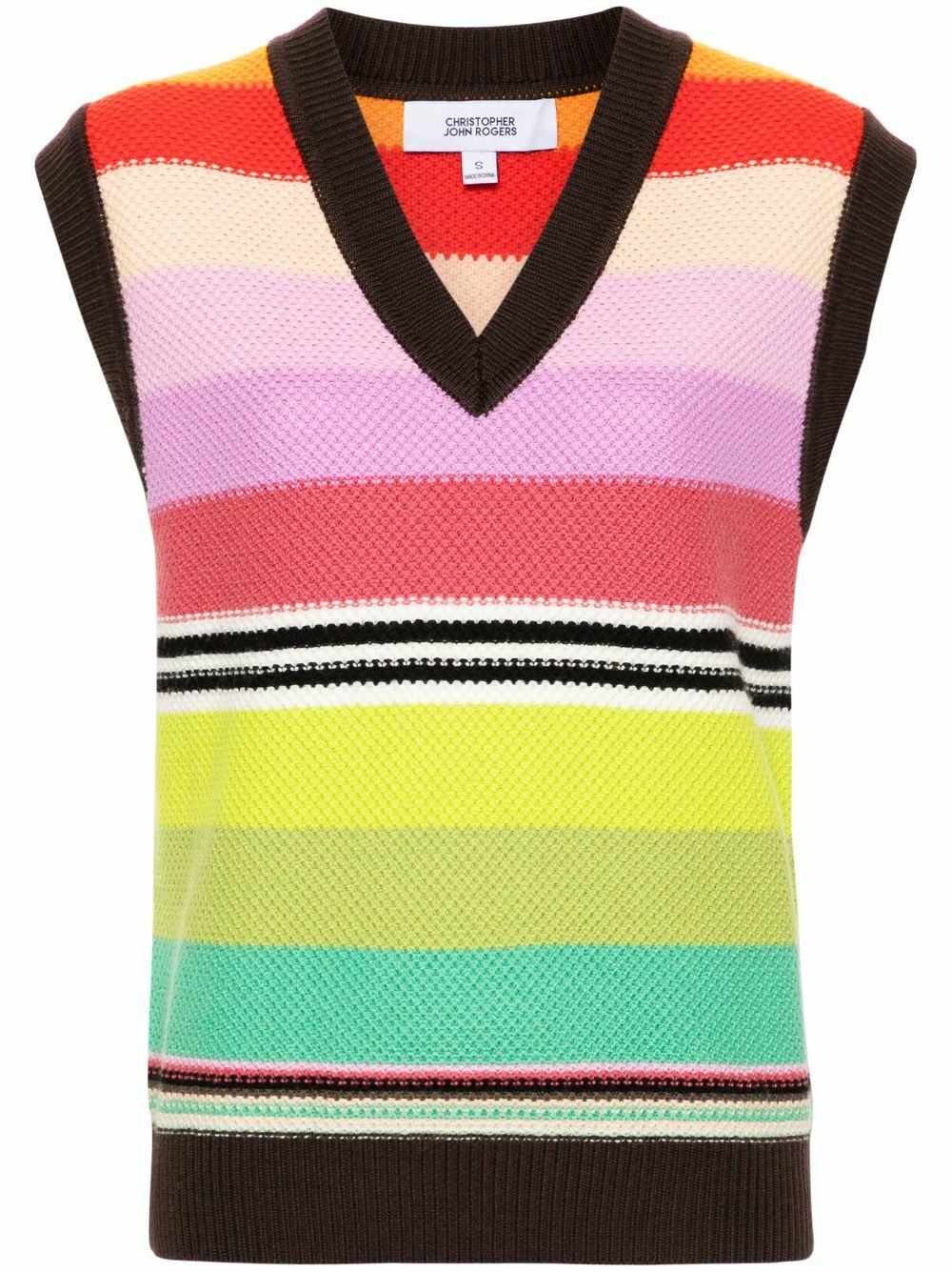 Christopher John Rogers Multicolour Striped Wool Knitted Vest