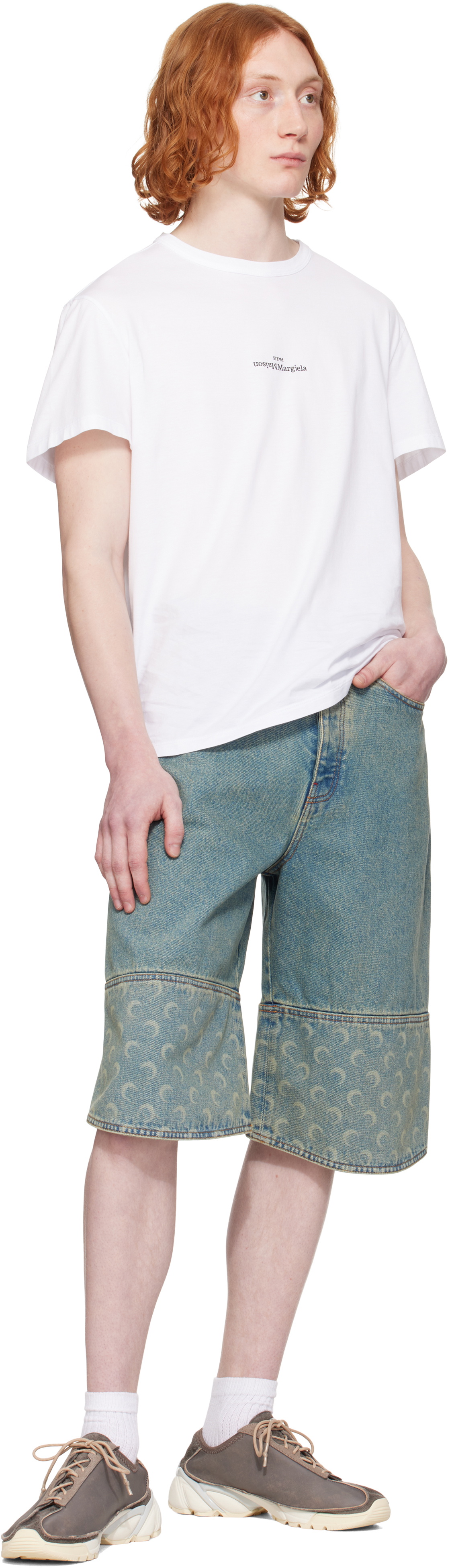 Marine Serre Blue Moon Laser Denim Shorts