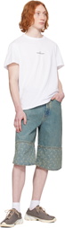 Marine Serre Blue Moon Laser Denim Shorts