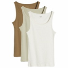 SKIMS Men's Rib Tank 3-Pack in Army Multi