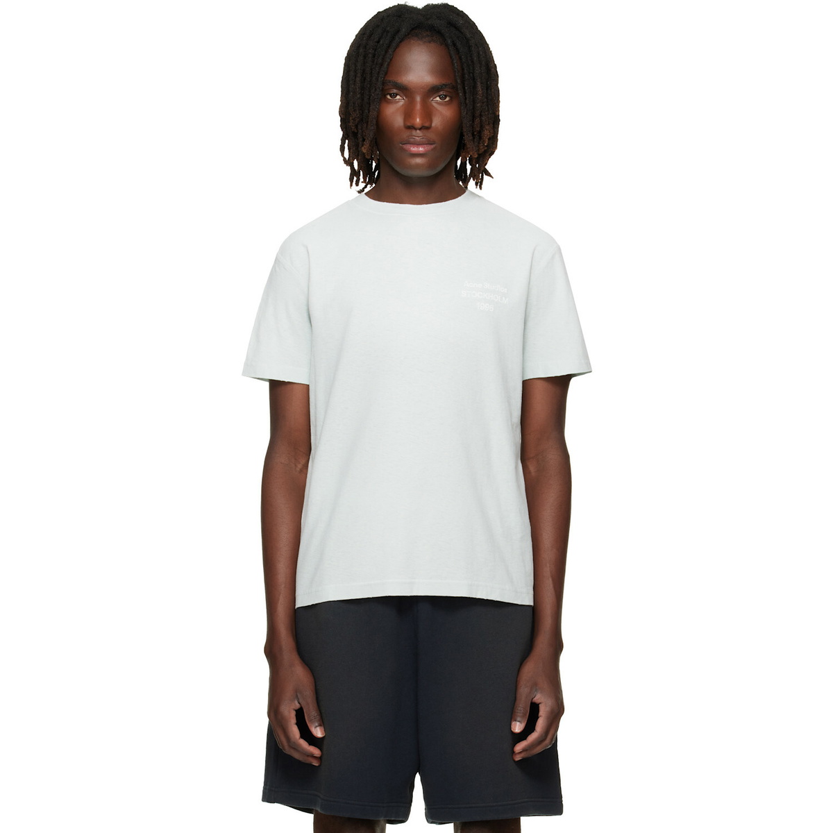 Acne Studios Green Distressed Logo T-shirt