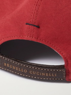 BRUNELLO CUCINELLI - Logo-Embroidered Cotton-Gabardine Baseball Cap - Burgundy