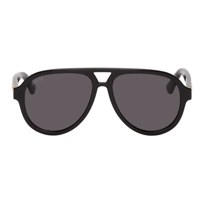 Photo: Gucci Black Aviator Sunglasses