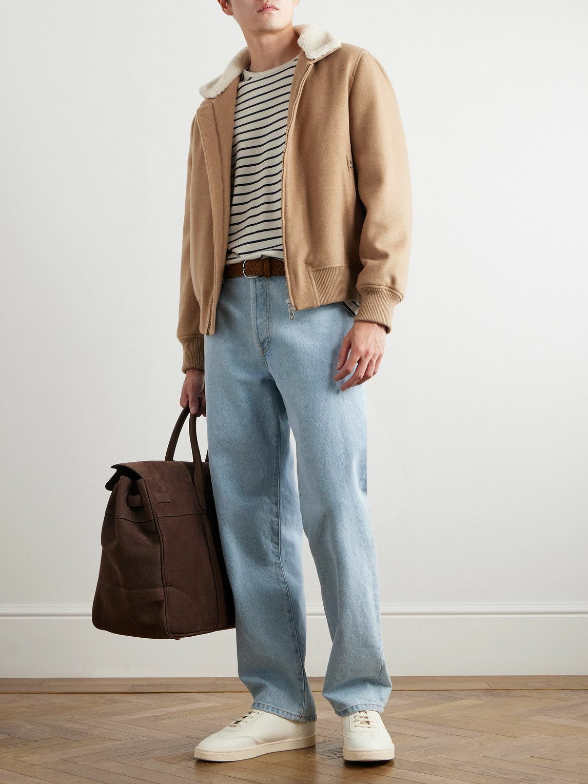 Brunello Cucinelli - Faux Shearling-Trimmed Cashmere Bomber Jacket - Neutrals