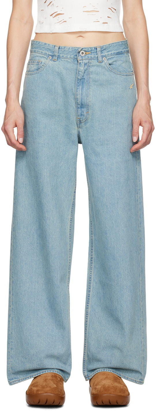 BAPE Blue Bape Sta Embroidery Baggy Jeans A Bathing Ape