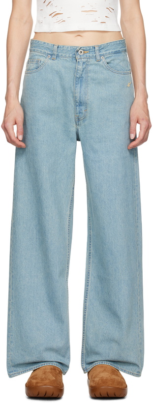 Photo: BAPE Blue Bape Sta Embroidery Baggy Jeans