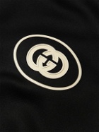 GUCCI - Logo-Print Striped Webbing-Trimmed Jersey Bomber Jacket - Black