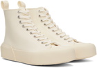 Jil Sander Off-White Cap Toe High-Top Sneakers