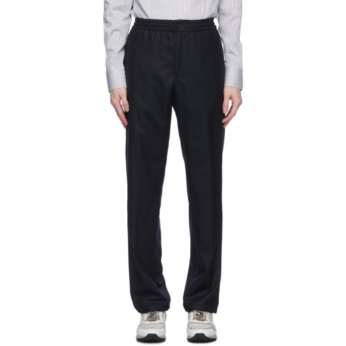 Photo: Dunhill Navy Wool Twill Trousers