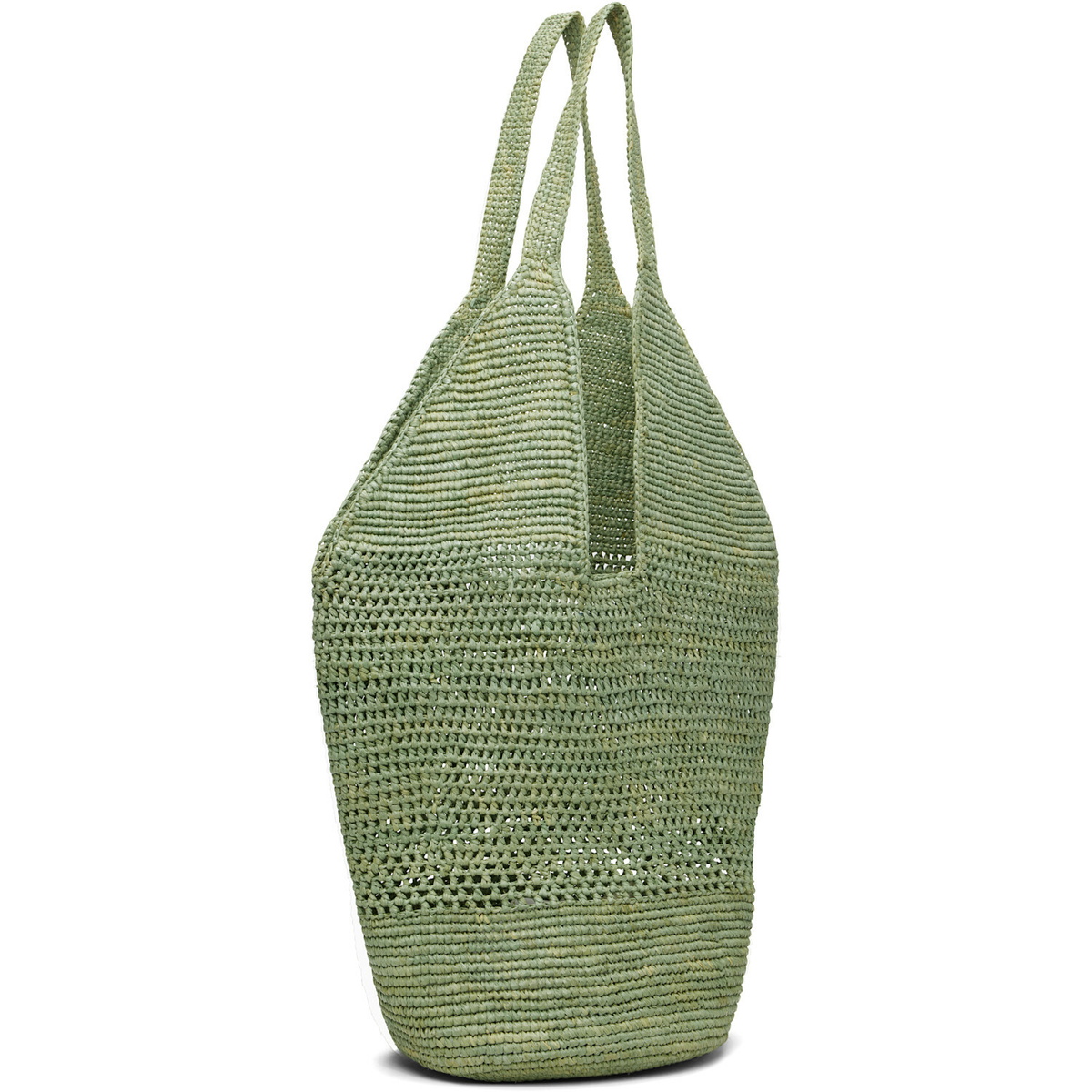 ANINE BING Green Leah Logo Raffia Bag