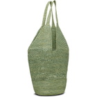 ANINE BING Green Leah Logo Raffia Bag