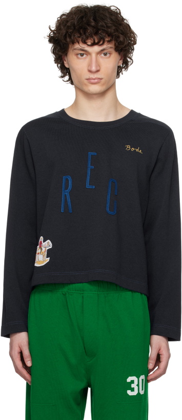 Photo: Bode Navy Rec Pullover Sweatshirt