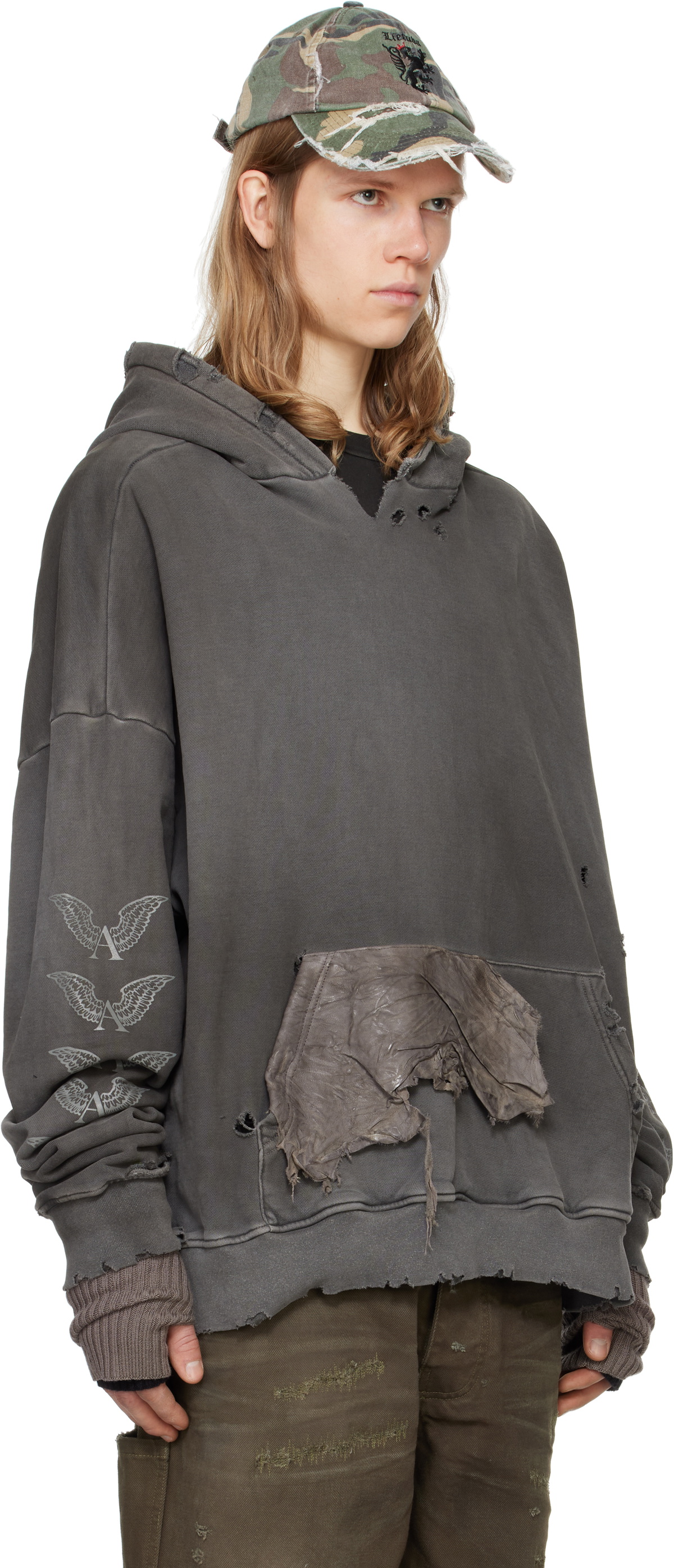 Alexander Digenova Gray Scrap Logo Hoodie Alexander Digenova