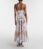 Camilla Embellished printed linen midi dress