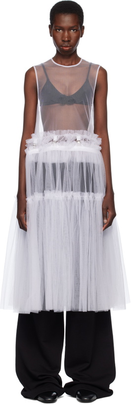 Photo: Noir Kei Ninomiya White Nylon Tulle Midi Dress