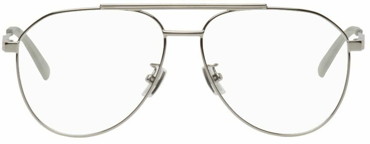 Photo: Bottega Veneta Silver Aviator Glasses