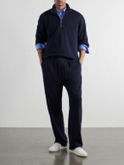 Mr P. - Cotton-Blend Double-Faced Jersey Half-Zip Sweatshirt - Blue