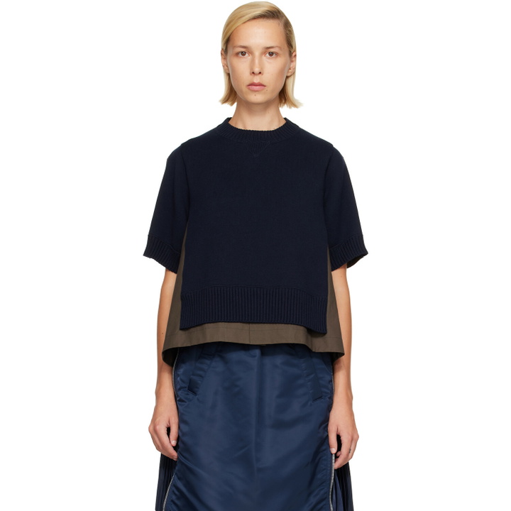Photo: sacai Green Cotton Weather & Cotton Cashmere Knit Sweater