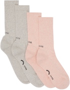 SOCKSSS Two-Pack Gray & Pink Socks