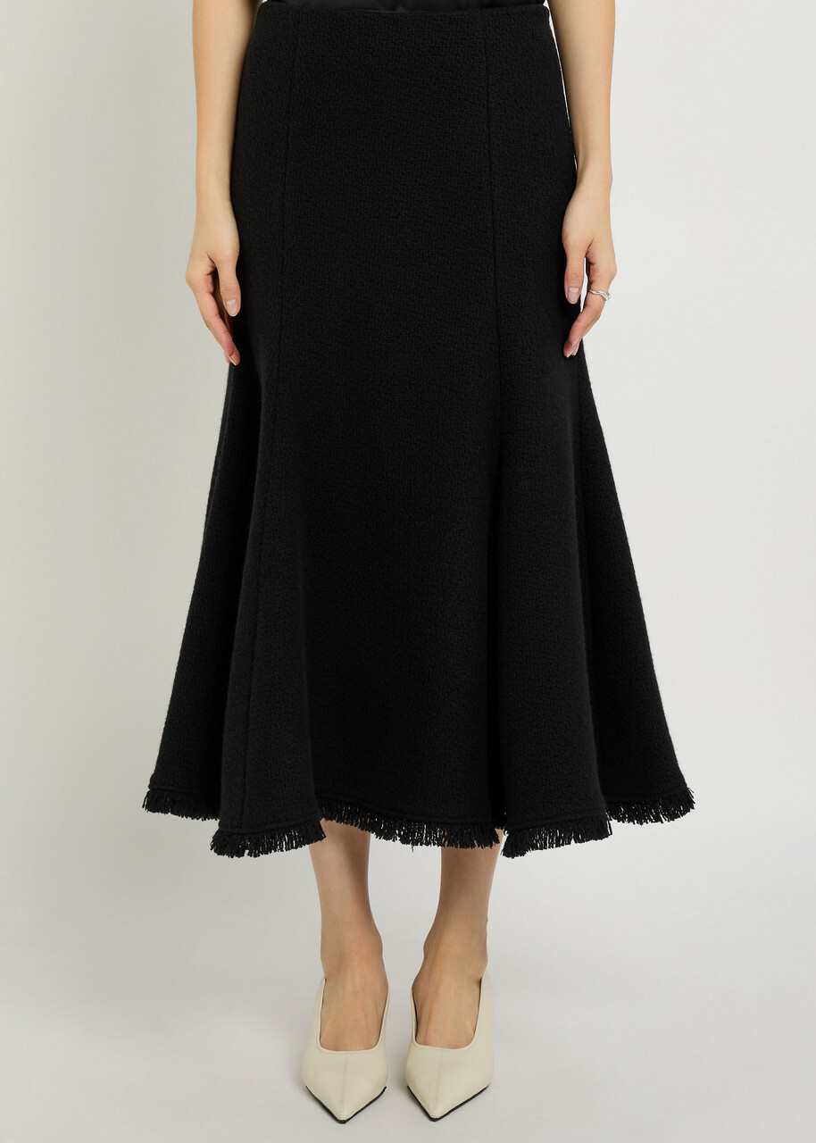 Gabriela Hearst Patterson Wool and Cashmere-blend Midi Skirt Black