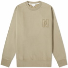 Norse Projects Men's Arne Relaxed N Logo Crew Sweat in Sand