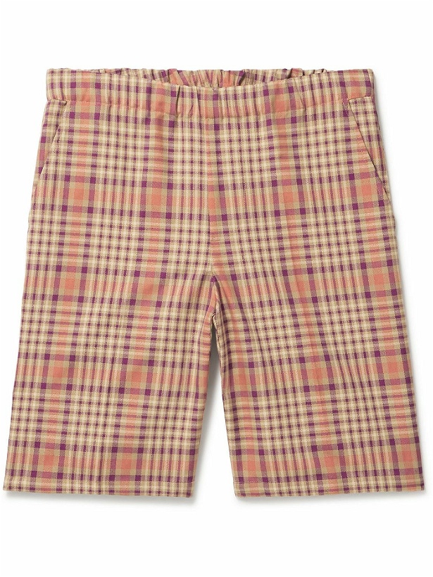 Photo: Piacenza Cashmere - Checked Cotton Bermuda Shorts - Orange