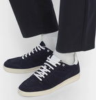 AMI - Leather-Trimmed Suede Sneakers - Men - Navy