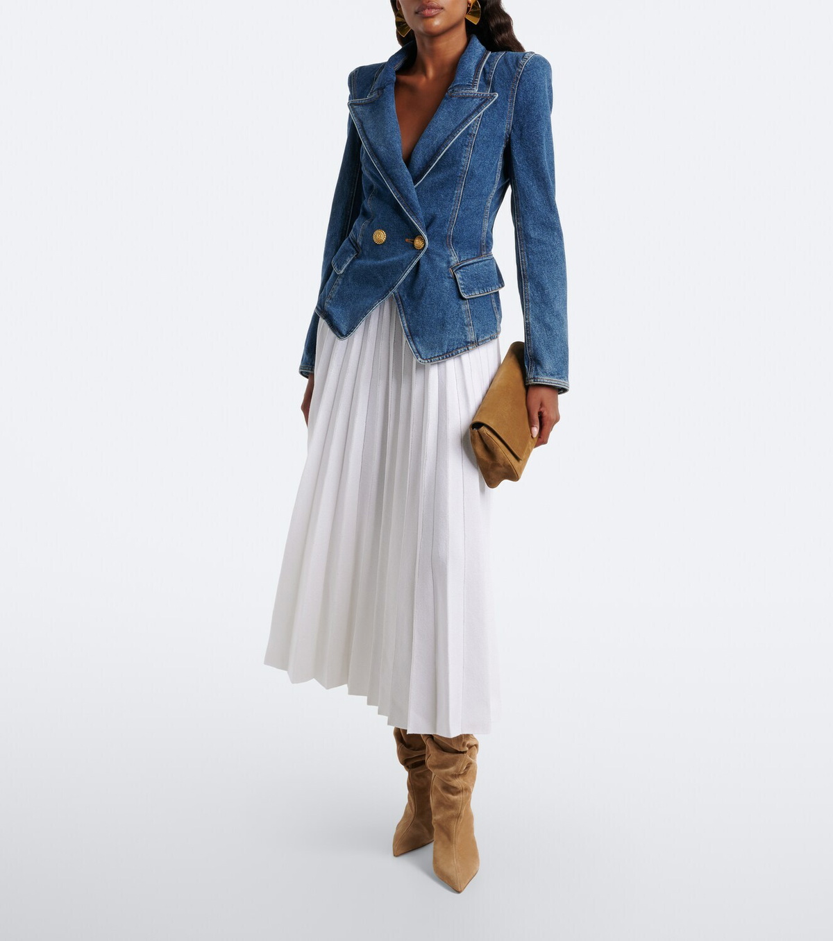 Balmain Sequined knitted pleated maxi skirt
