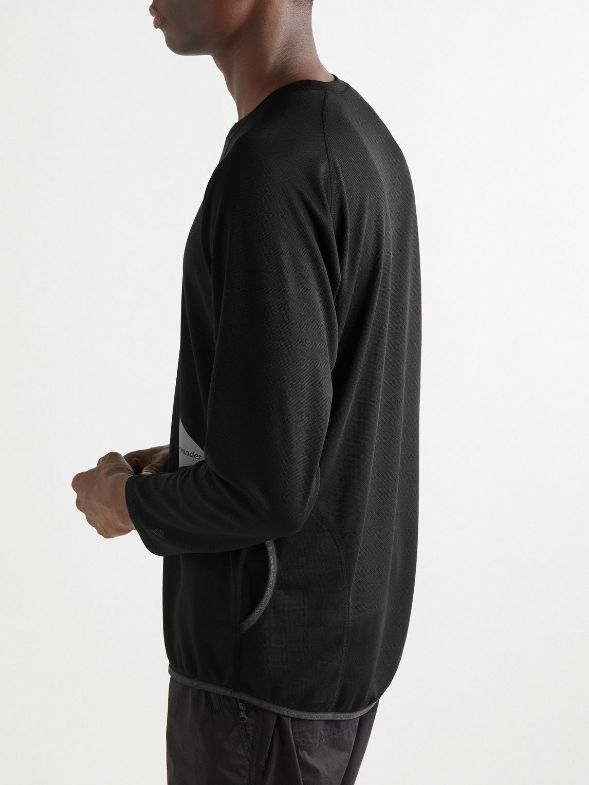 and wander polartec クルーネック フリース スウェット And Wander - Logo-Print Polartec® Power Dry® Jersey Sweatshirt