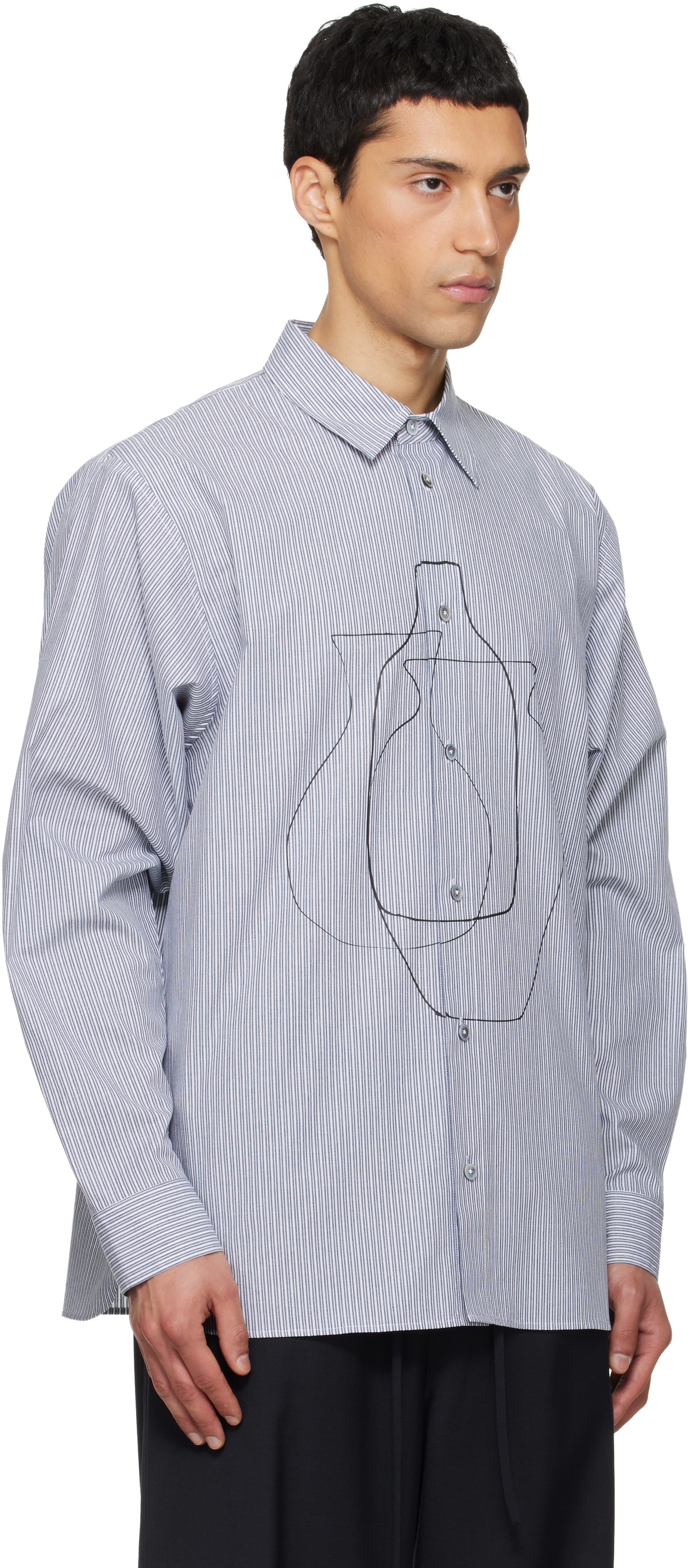 LE17SEPTEMBRE Navy Printed Striped Shirt