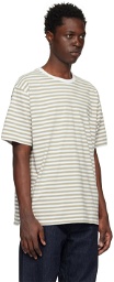 nanamica Taupe & White Striped T-Shirt